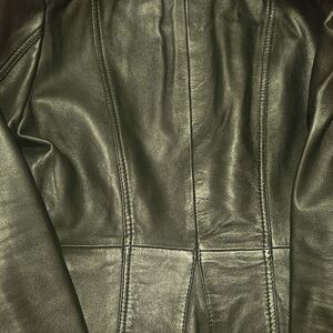 Retro blazer style black leather jacket